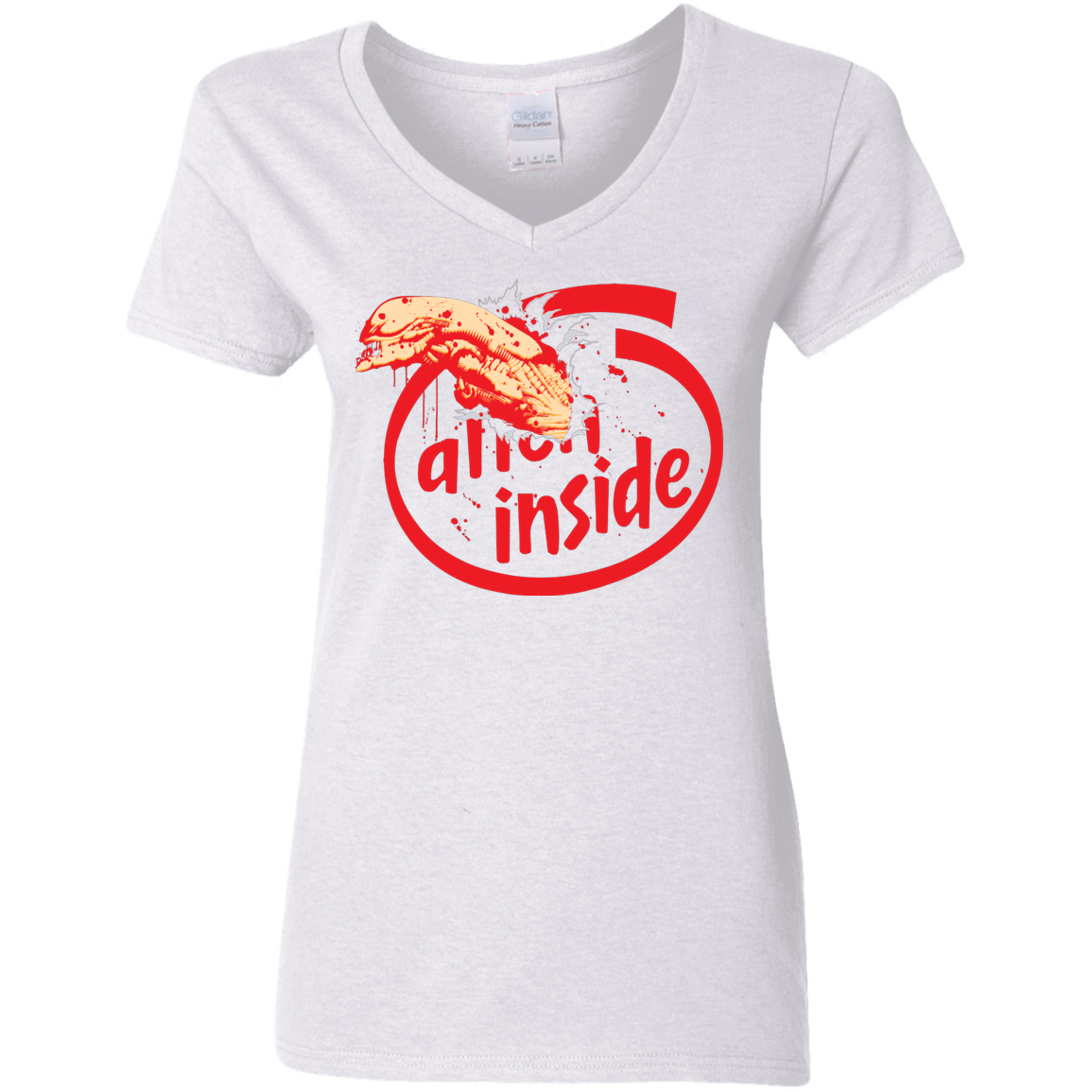 T-Shirts White / S Alien Inside Women's V-Neck T-Shirt