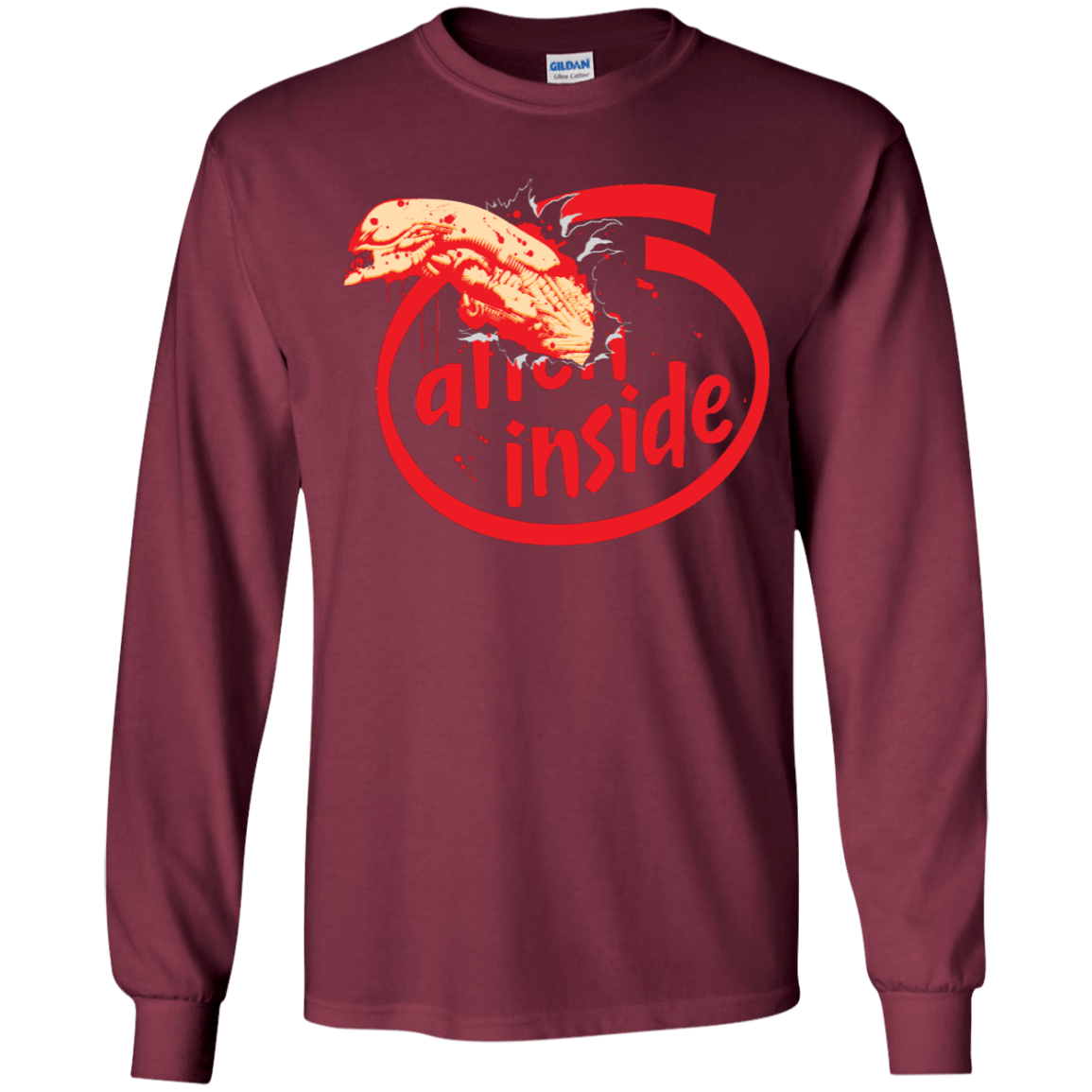 T-Shirts Maroon / YS Alien Inside Youth Long Sleeve T-Shirt