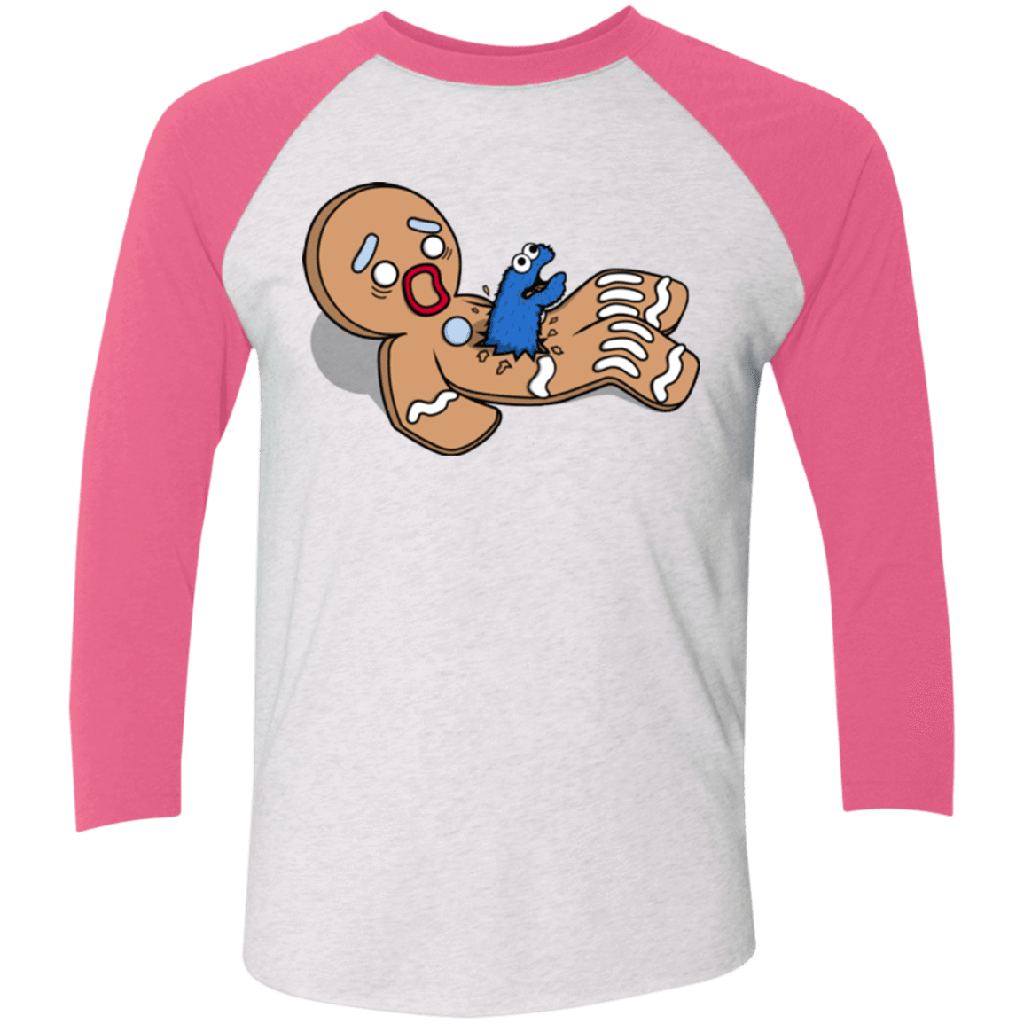 T-Shirts Heather White/Vintage Pink / X-Small Alien Nom Nom Men's Triblend 3/4 Sleeve
