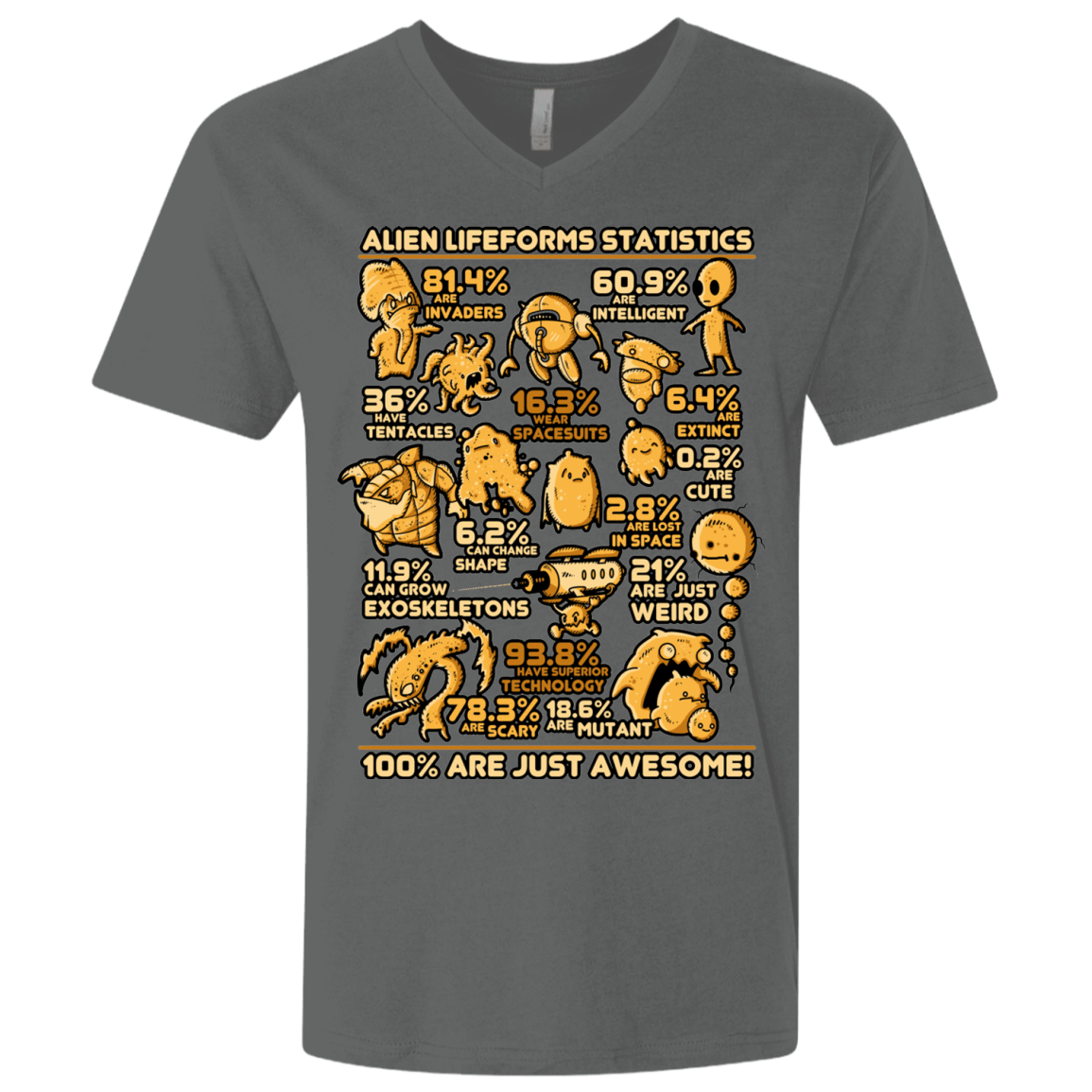 T-Shirts Heavy Metal / X-Small Alien Statistics Men's Premium V-Neck