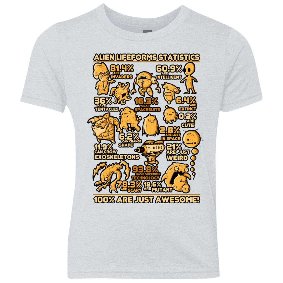 T-Shirts Heather White / YXS Alien Statistics Youth Triblend T-Shirt