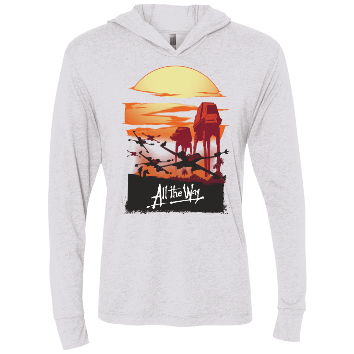 T-Shirts Heather White / X-Small All The Way Triblend Long Sleeve Hoodie Tee