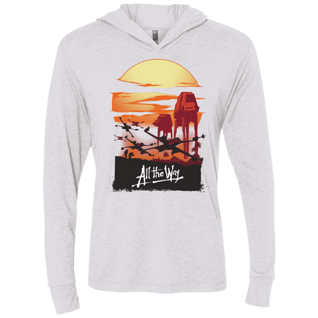 T-Shirts Heather White / X-Small All The Way Triblend Long Sleeve Hoodie Tee