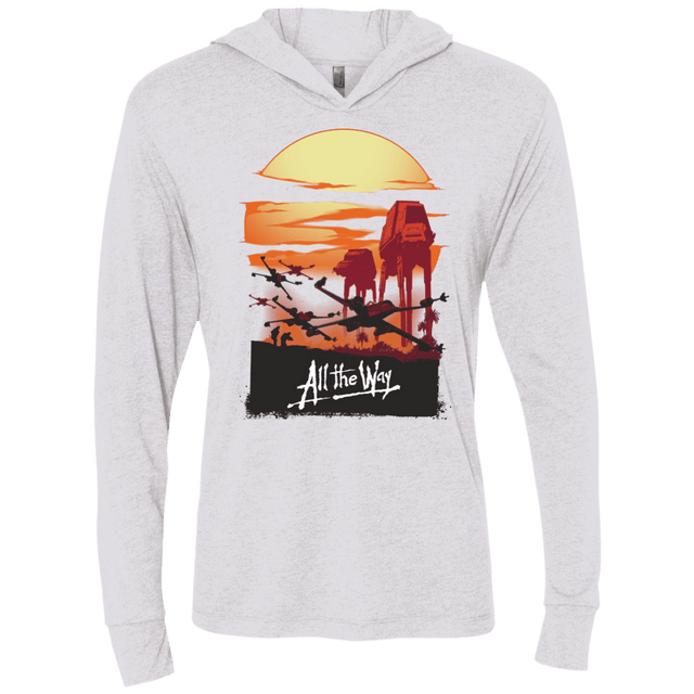 T-Shirts Heather White / X-Small All The Way Triblend Long Sleeve Hoodie Tee