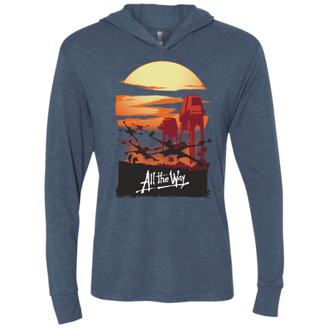 T-Shirts Indigo / X-Small All The Way Triblend Long Sleeve Hoodie Tee
