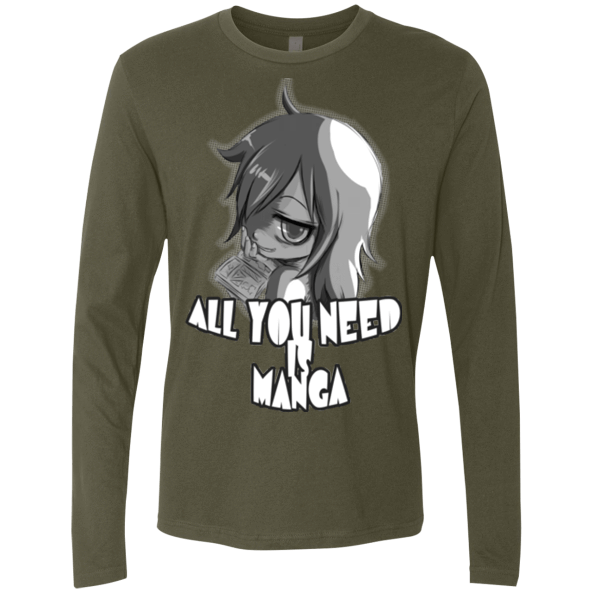 T-Shirts Military Green / Small All You Need is Manga Men's Premium Long Sleeve
