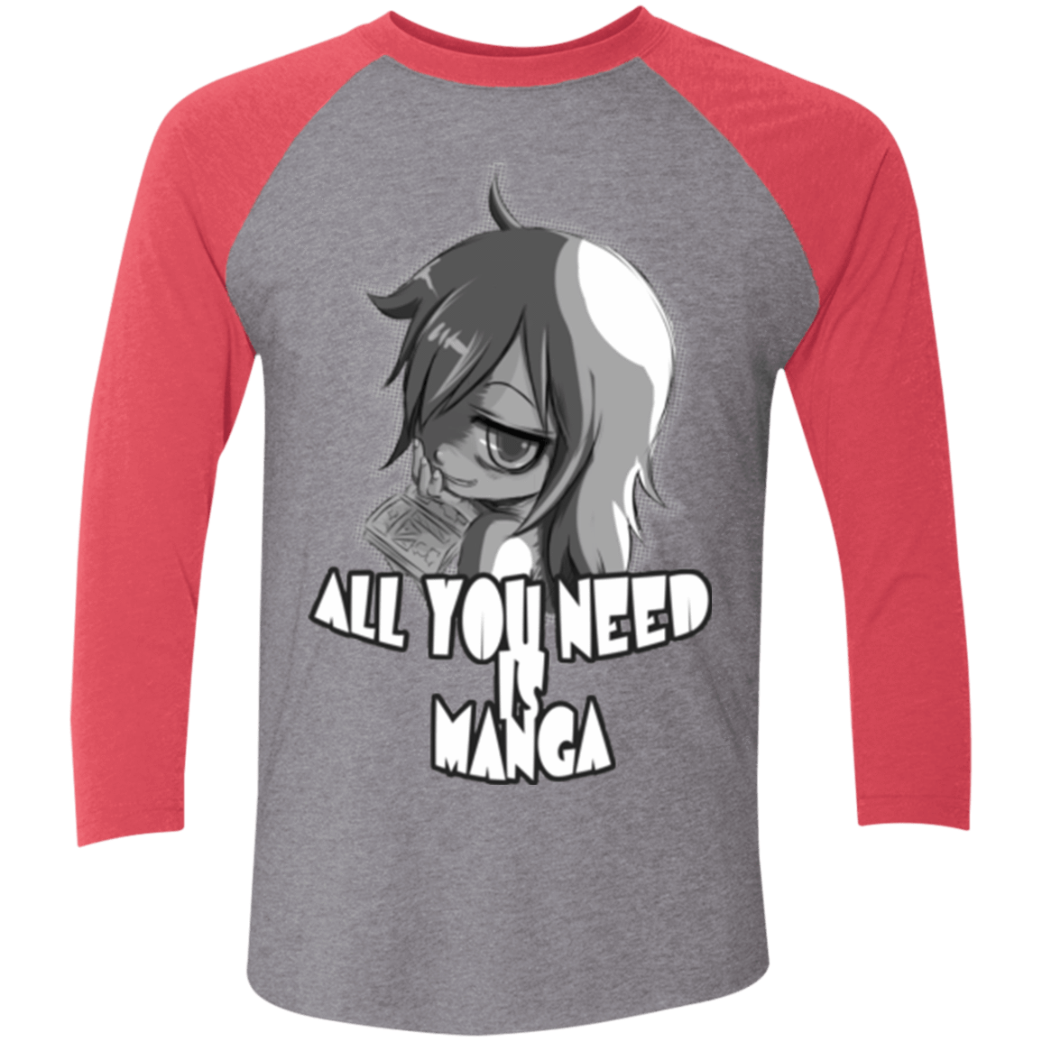 T-Shirts Premium Heather/ Vintage Red / X-Small All You Need is Manga Triblend 3/4 Sleeve
