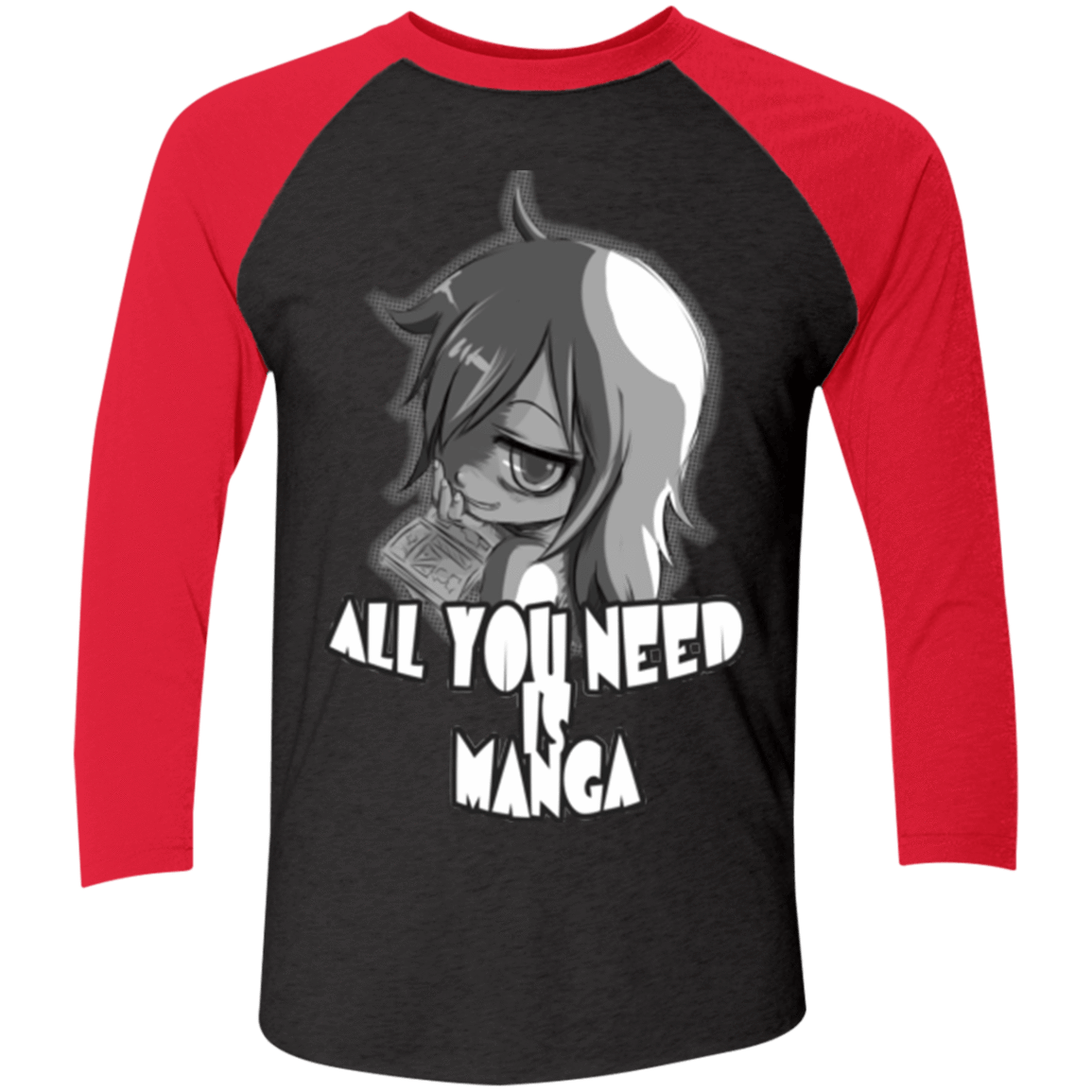 T-Shirts Vintage Black/Vintage Red / X-Small All You Need is Manga Triblend 3/4 Sleeve
