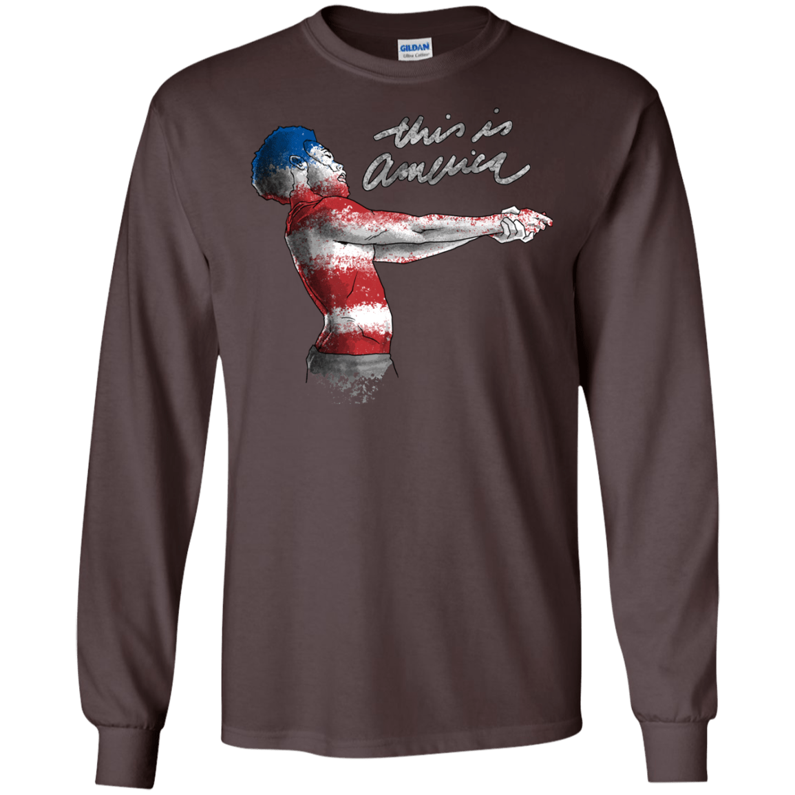 T-Shirts Dark Chocolate / S America Men's Long Sleeve T-Shirt