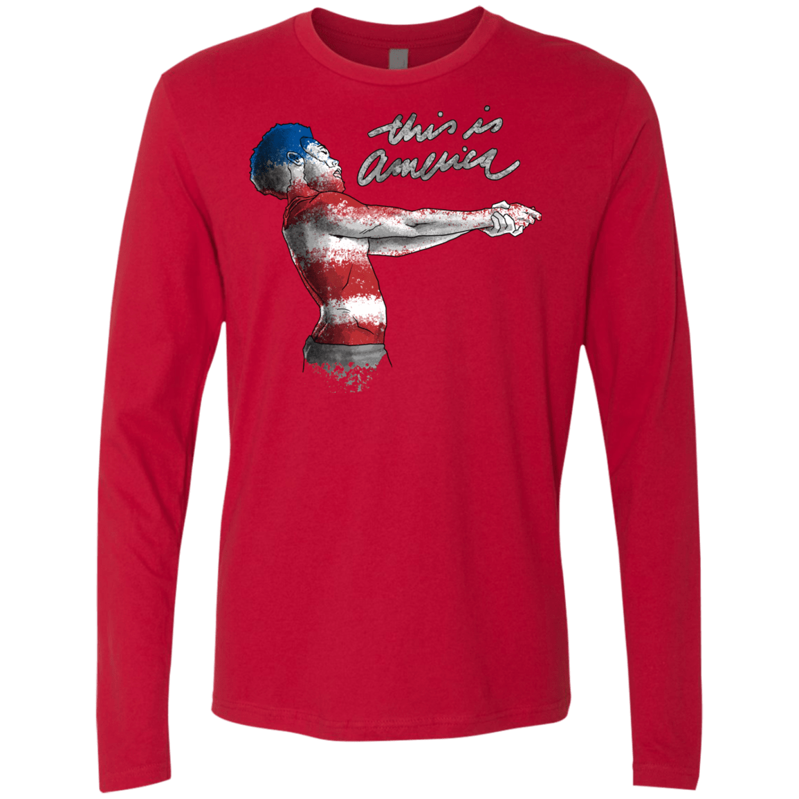 T-Shirts Red / S America Men's Premium Long Sleeve