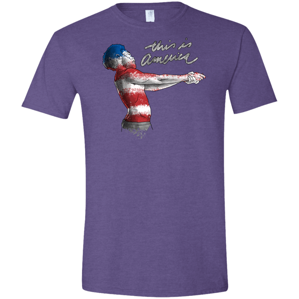T-Shirts Heather Purple / S America Men's Semi-Fitted Softstyle
