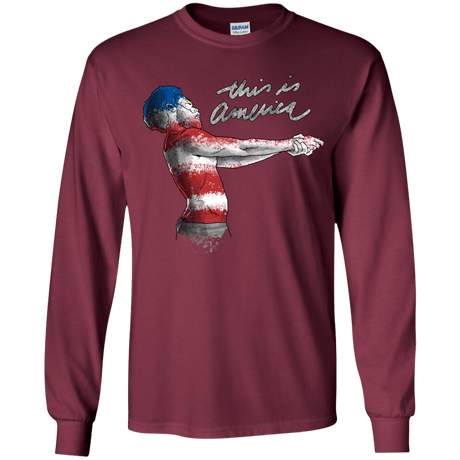 T-Shirts Maroon / YS America Youth Long Sleeve T-Shirt