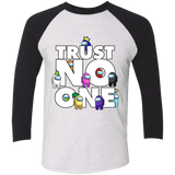 T-Shirts Heather White/Vintage Black / X-Small Among Us Trust No One Men's Triblend 3/4 Sleeve