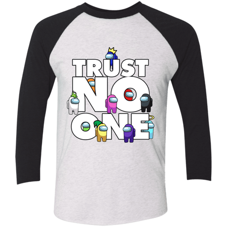 T-Shirts Heather White/Vintage Black / X-Small Among Us Trust No One Men's Triblend 3/4 Sleeve
