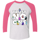 T-Shirts Heather White/Vintage Pink / X-Small Among Us Trust No One Men's Triblend 3/4 Sleeve