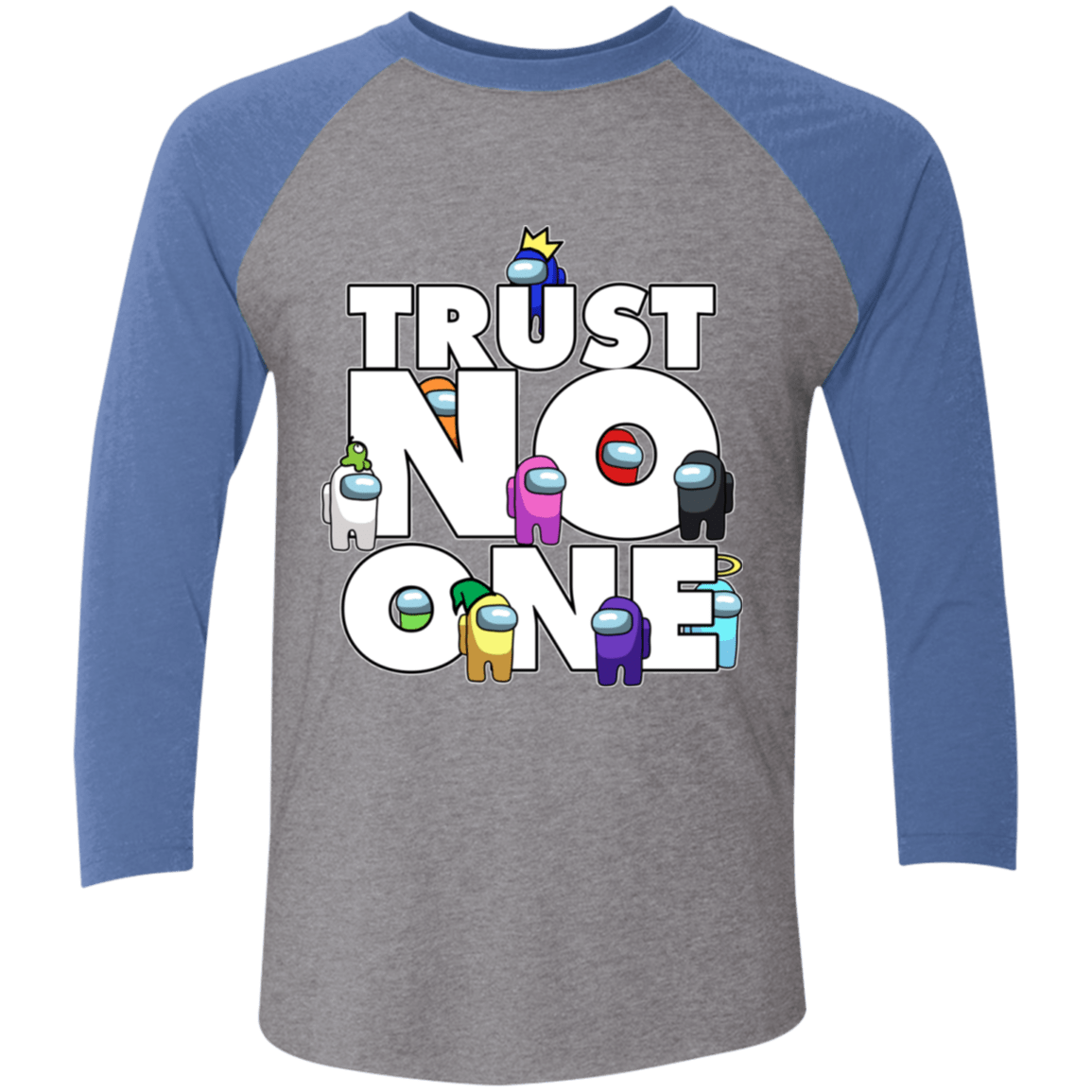 T-Shirts Premium Heather/Vintage Royal / X-Small Among Us Trust No One Men's Triblend 3/4 Sleeve