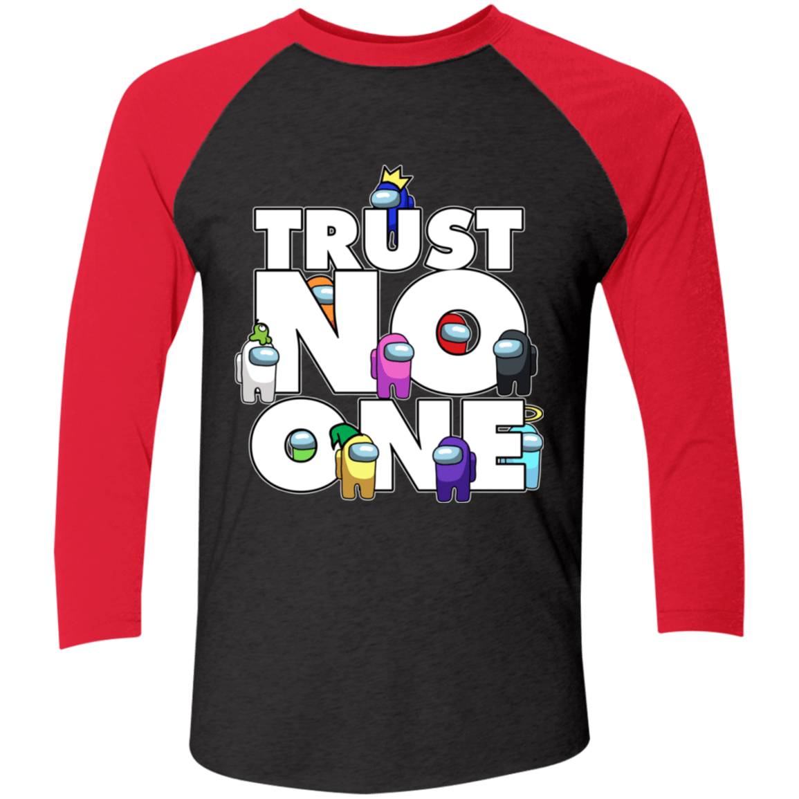 T-Shirts Vintage Black/Vintage Red / X-Small Among Us Trust No One Men's Triblend 3/4 Sleeve
