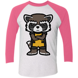 T-Shirts Heather White/Vintage Pink / X-Small Angry Racoon Triblend 3/4 Sleeve