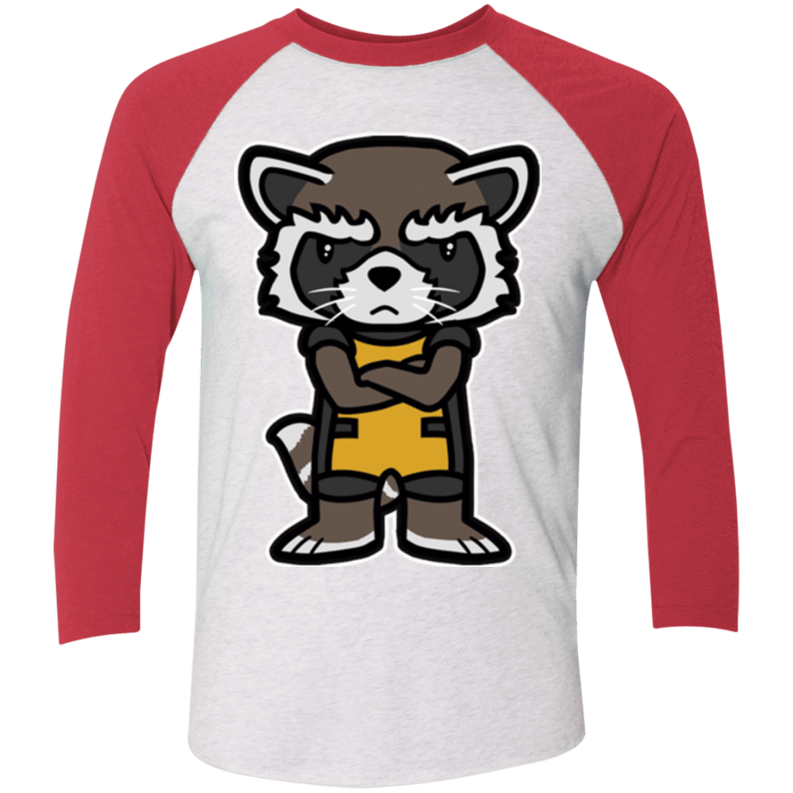 T-Shirts Heather White/Vintage Red / X-Small Angry Racoon Triblend 3/4 Sleeve