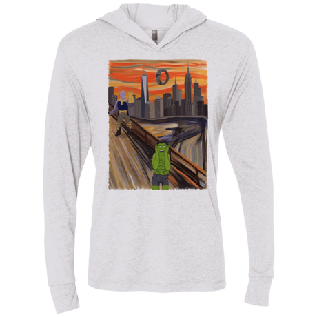 T-Shirts Heather White / X-Small Angry Scream Triblend Long Sleeve Hoodie Tee