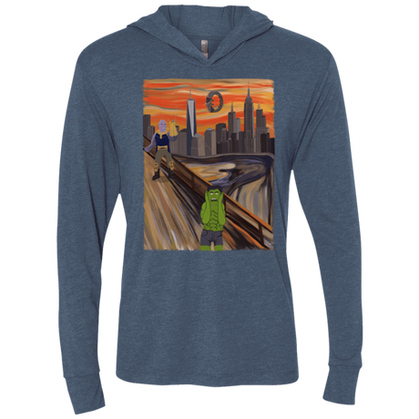 T-Shirts Indigo / X-Small Angry Scream Triblend Long Sleeve Hoodie Tee