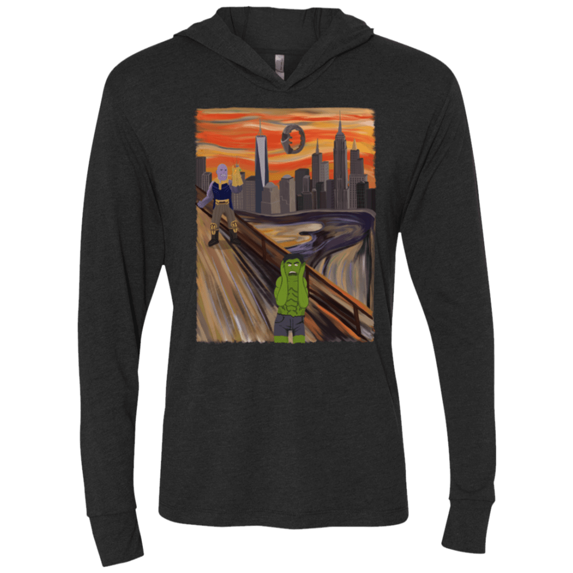 T-Shirts Vintage Black / X-Small Angry Scream Triblend Long Sleeve Hoodie Tee