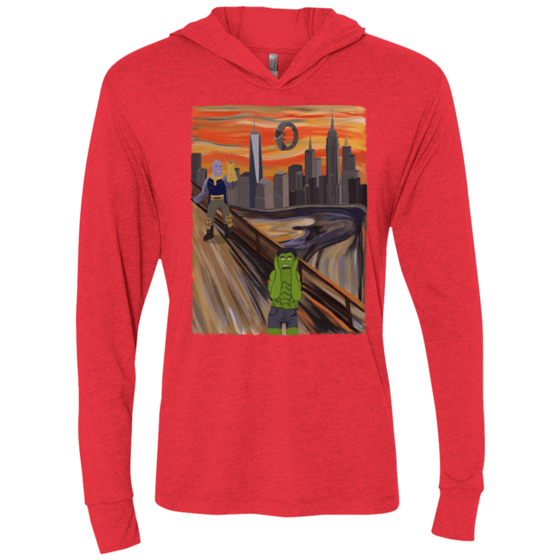 T-Shirts Vintage Red / X-Small Angry Scream Triblend Long Sleeve Hoodie Tee