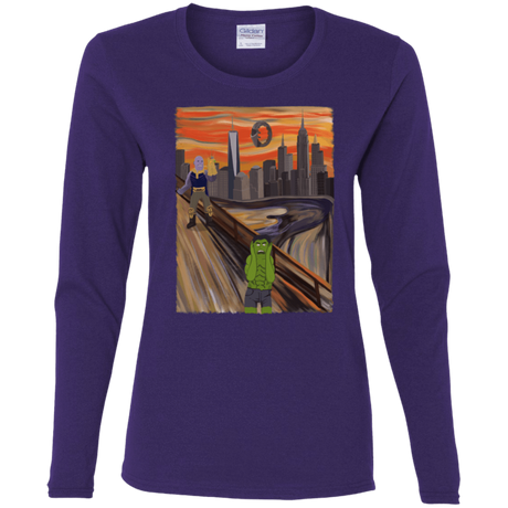 T-Shirts Purple / S Angry Scream Women's Long Sleeve T-Shirt