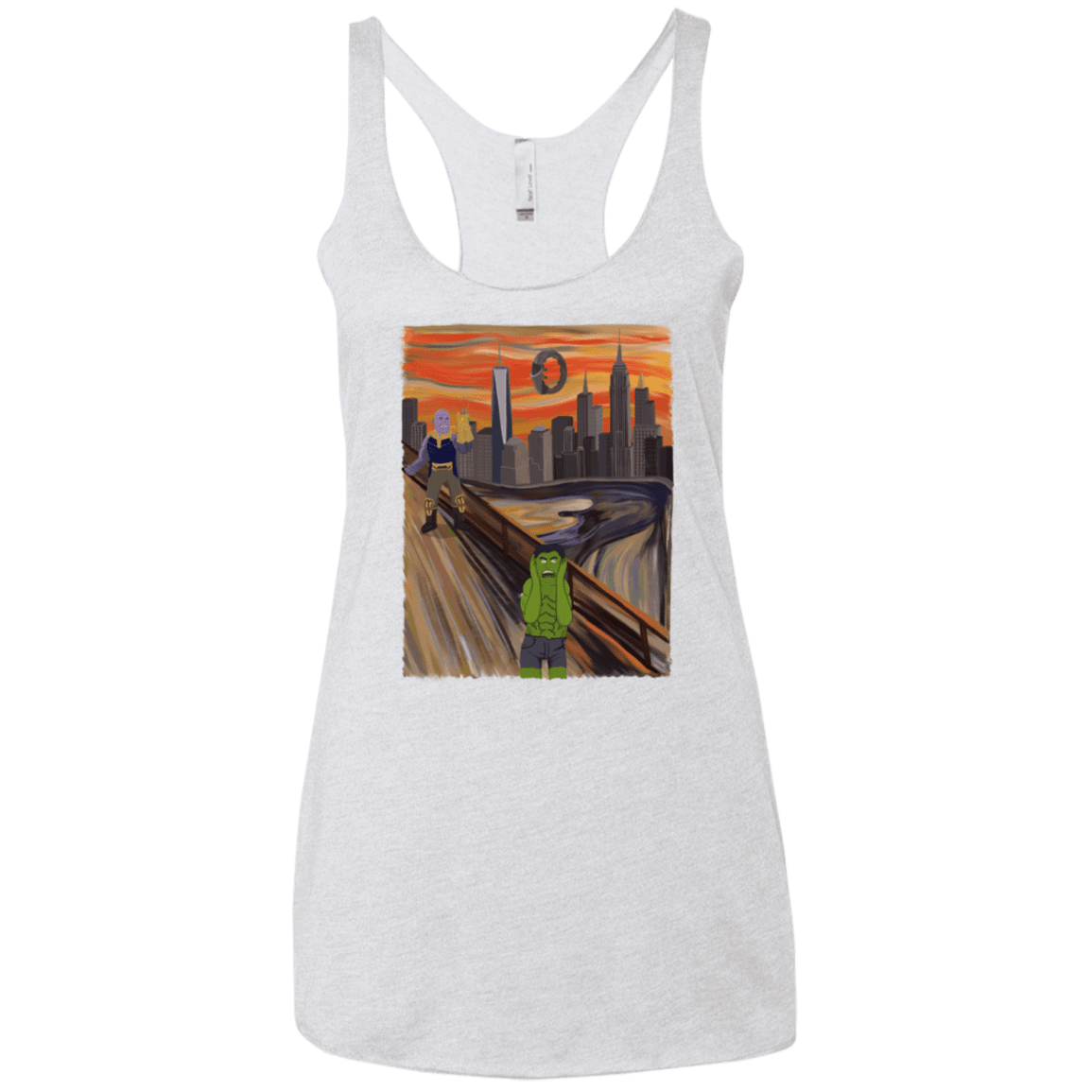 T-Shirts Heather White / X-Small Angry Scream Women's Triblend Racerback Tank