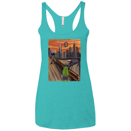 T-Shirts Tahiti Blue / X-Small Angry Scream Women's Triblend Racerback Tank