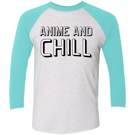 T-Shirts Heather White/Tahiti Blue / X-Small Anime and chill Men's Triblend 3/4 Sleeve
