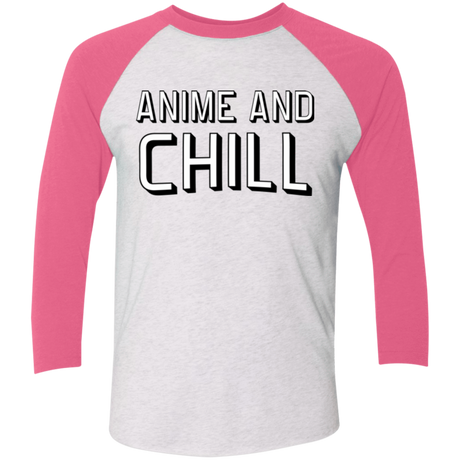 T-Shirts Heather White/Vintage Pink / X-Small Anime and chill Men's Triblend 3/4 Sleeve