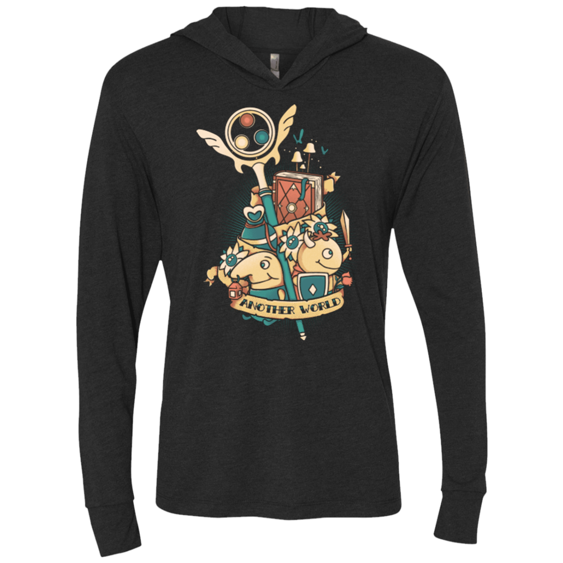 T-Shirts Vintage Black / X-Small Another world Triblend Long Sleeve Hoodie Tee