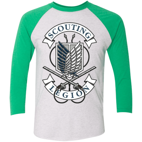 T-Shirts Heather White/Envy / X-Small AoT Scouting Legion Men's Triblend 3/4 Sleeve