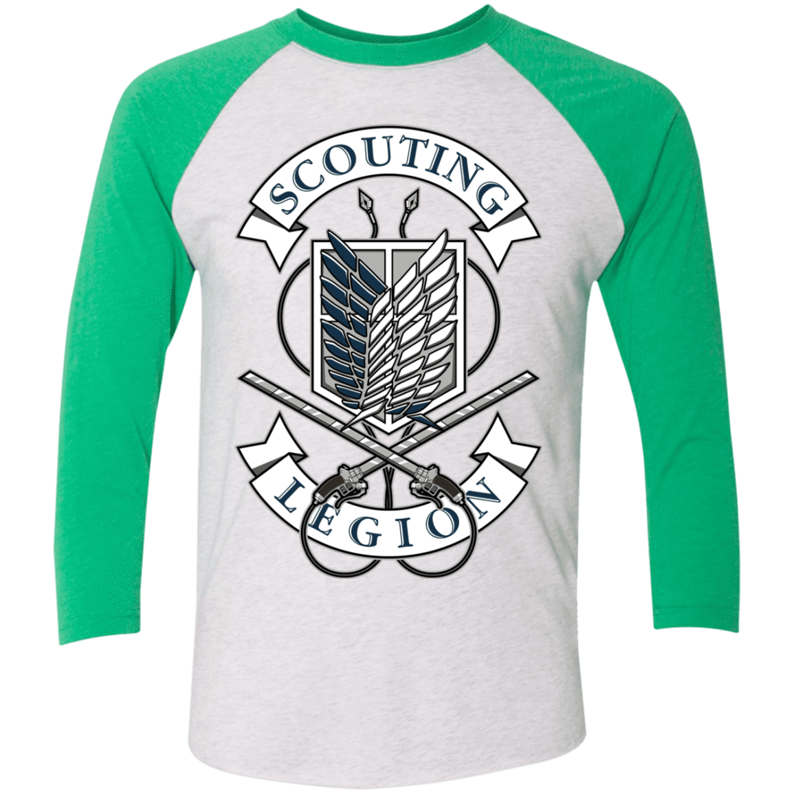 T-Shirts Heather White/Envy / X-Small AoT Scouting Legion Men's Triblend 3/4 Sleeve