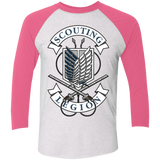 T-Shirts Heather White/Vintage Pink / X-Small AoT Scouting Legion Men's Triblend 3/4 Sleeve