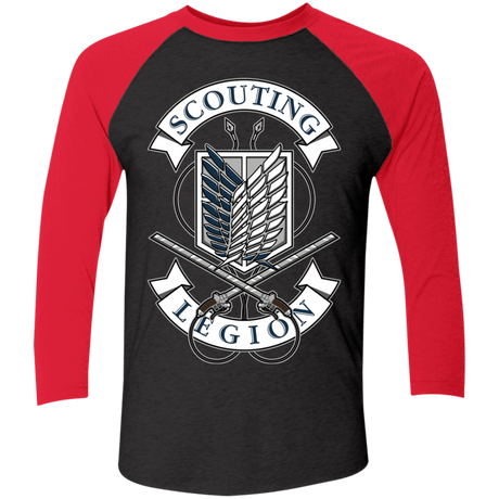 T-Shirts Vintage Black/Vintage Red / X-Small AoT Scouting Legion Men's Triblend 3/4 Sleeve