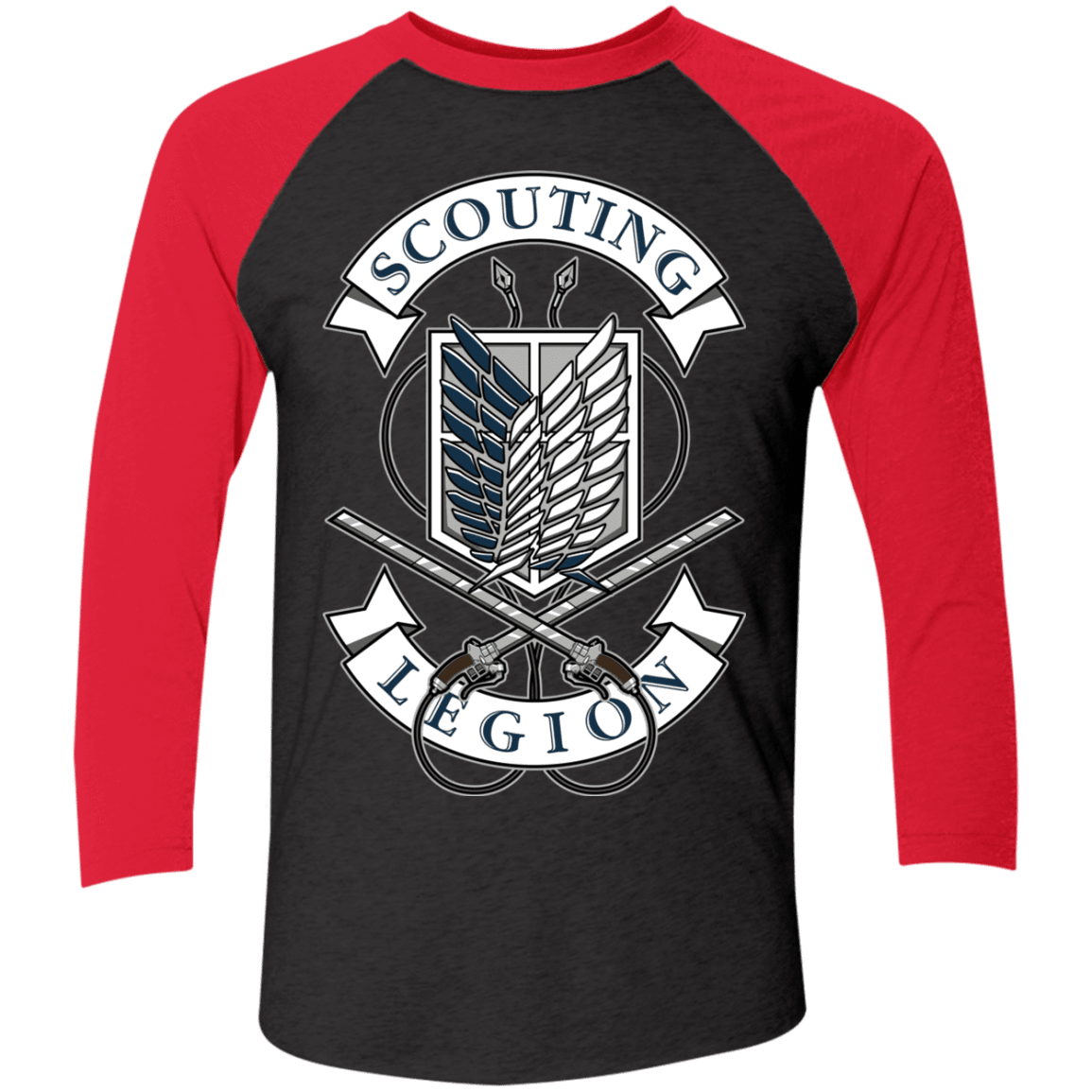 T-Shirts Vintage Black/Vintage Red / X-Small AoT Scouting Legion Men's Triblend 3/4 Sleeve