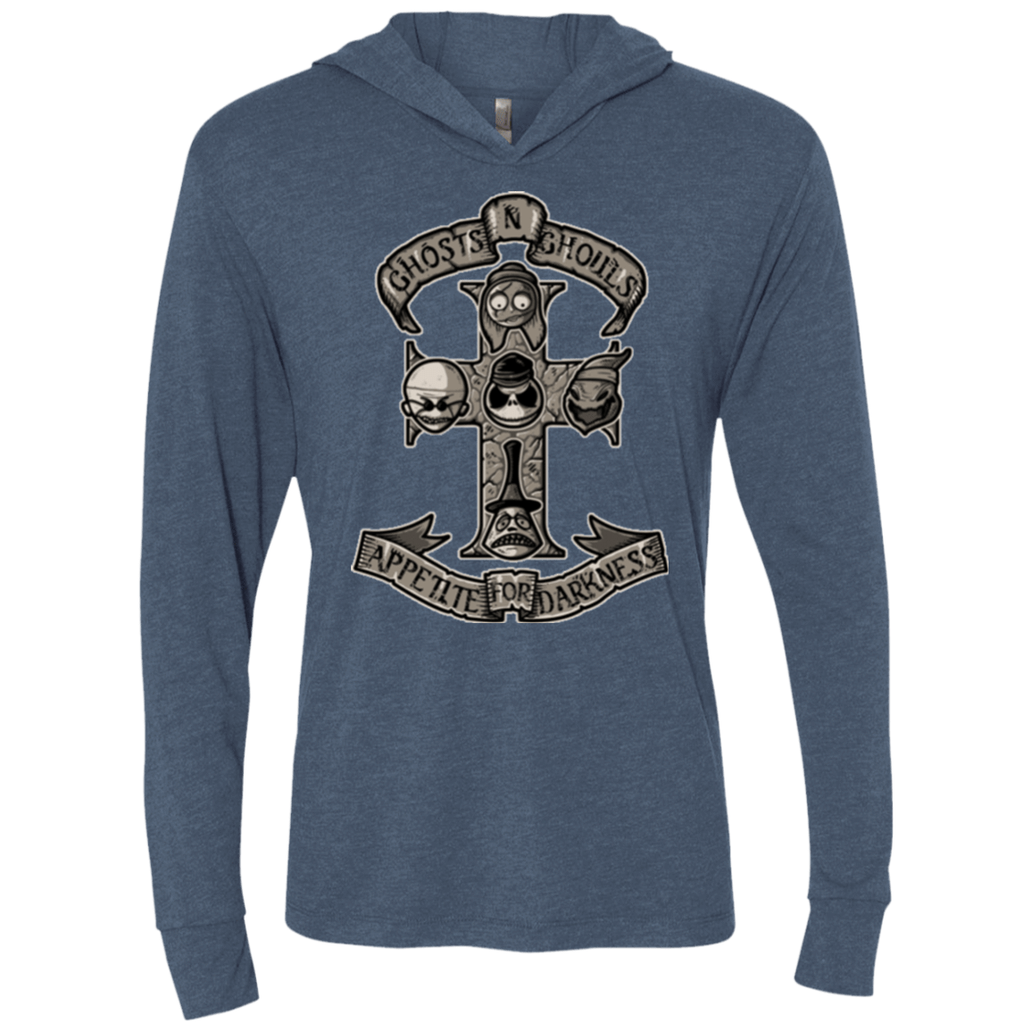 T-Shirts Indigo / X-Small APPETITE FOR DARKNESS Triblend Long Sleeve Hoodie Tee