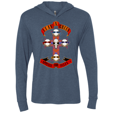 T-Shirts Indigo / X-Small APPETITE FOR PIZZA Triblend Long Sleeve Hoodie Tee