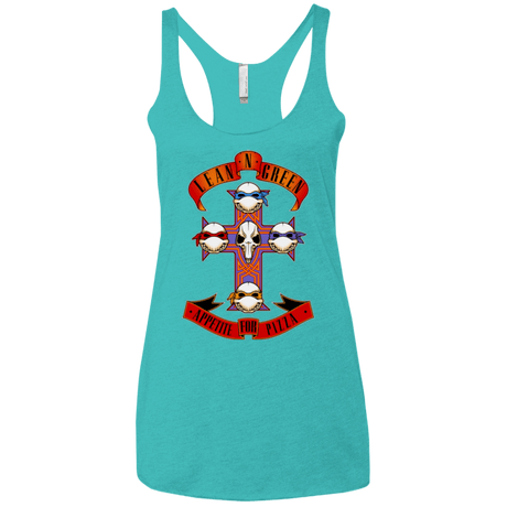 T-Shirts Tahiti Blue / X-Small APPETITE FOR PIZZA Women's Triblend Racerback Tank