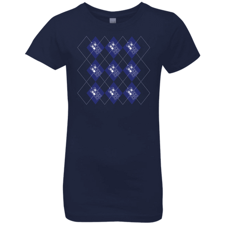 T-Shirts Midnight Navy / YXS Argyle Tardis Girls Premium T-Shirt