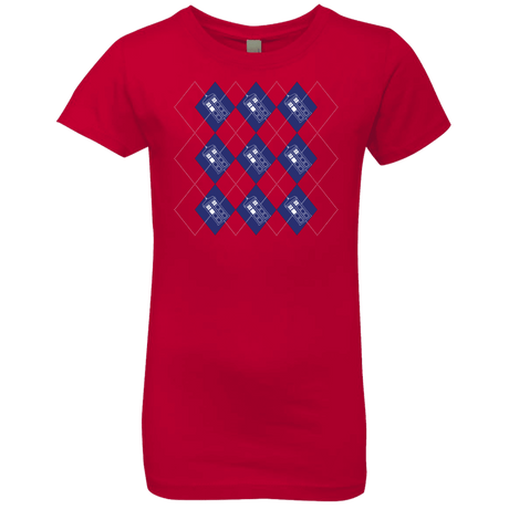 T-Shirts Red / YXS Argyle Tardis Girls Premium T-Shirt