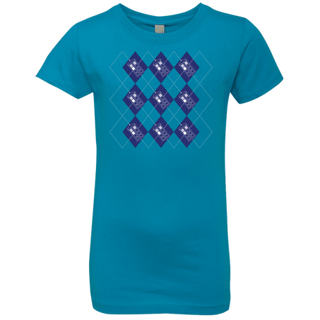 T-Shirts Turquoise / YXS Argyle Tardis Girls Premium T-Shirt