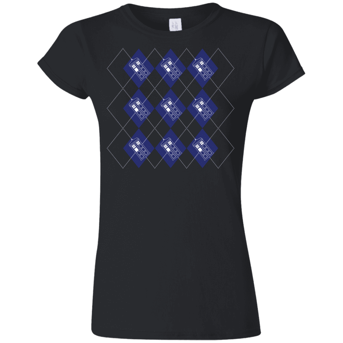 T-Shirts Black / S Argyle Tardis Junior Slimmer-Fit T-Shirt