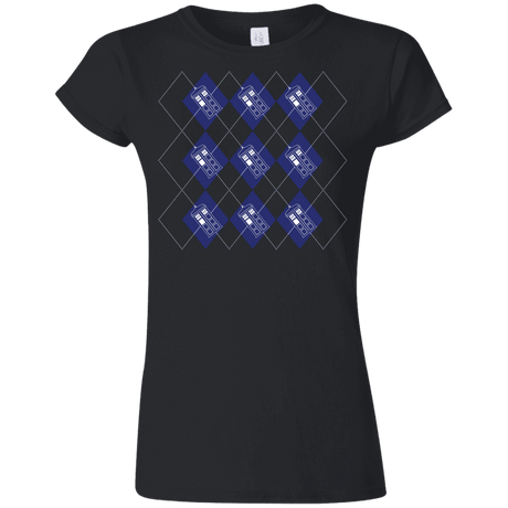 T-Shirts Black / S Argyle Tardis Junior Slimmer-Fit T-Shirt