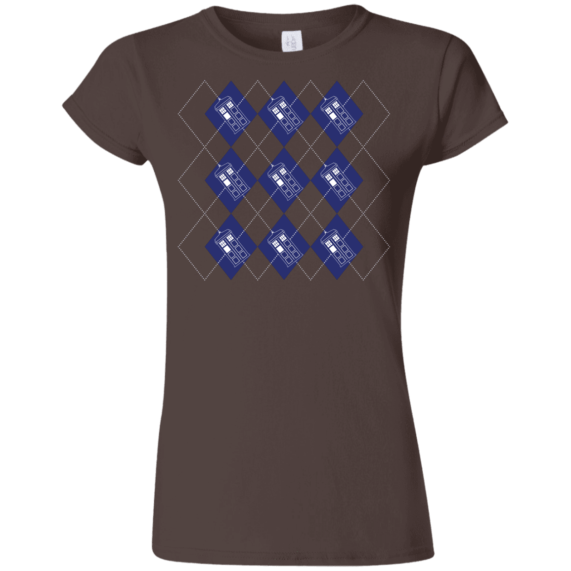 T-Shirts Dark Chocolate / S Argyle Tardis Junior Slimmer-Fit T-Shirt