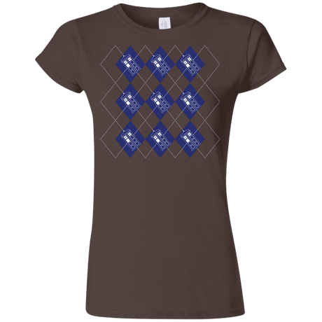 T-Shirts Dark Chocolate / S Argyle Tardis Junior Slimmer-Fit T-Shirt