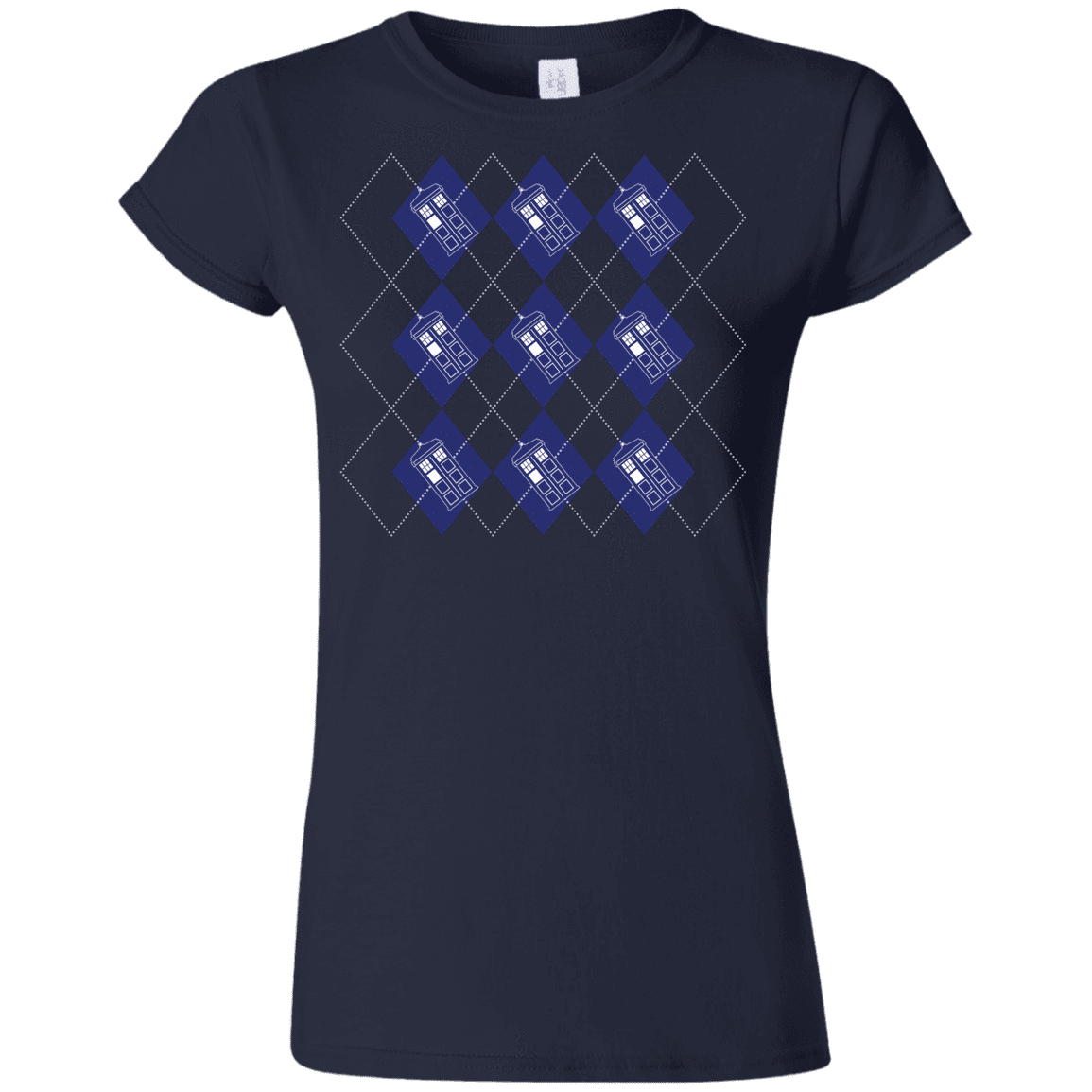 T-Shirts Navy / S Argyle Tardis Junior Slimmer-Fit T-Shirt