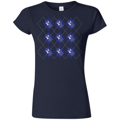 T-Shirts Navy / S Argyle Tardis Junior Slimmer-Fit T-Shirt